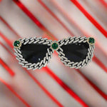 New Cat Eye Frame With Diamond Personality Fashion Street Shooting Ladies Glasses