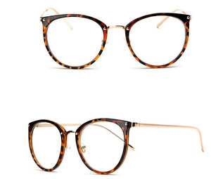 Gold wire round glasses frame female retro flat glasses eye frame frame