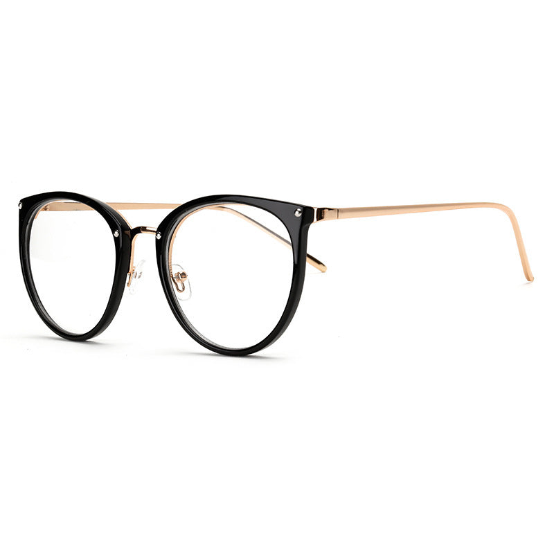 Gold wire round glasses frame female retro flat glasses eye frame frame