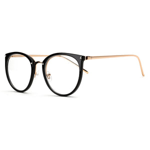 Gold wire round glasses frame female retro flat glasses eye frame frame