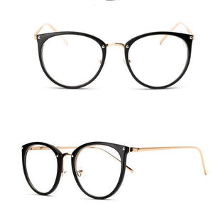 Gold wire round glasses frame female retro flat glasses eye frame frame