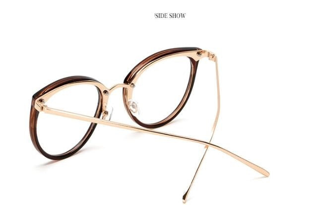 Gold wire round glasses frame female retro flat glasses eye frame frame