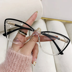 Cat Eye Slimming Glasses Frame Plain All-match Anti-blue Light Glasses