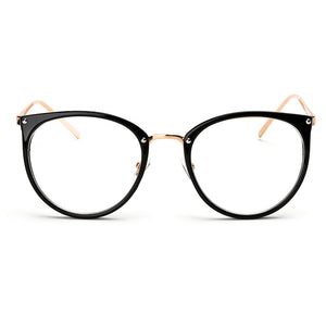 Gold wire round glasses frame female retro flat glasses eye frame frame