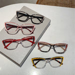 Set Up Anti Blue Light Colorful Cat Eye Flat Light Glasses Frame