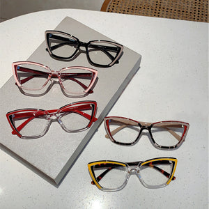 Set Up Anti Blue Light Colorful Cat Eye Flat Light Glasses Frame