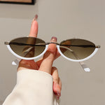 Internet Celebrity Same Triangle Cat's Eye Metal Small Frame Sunglasses