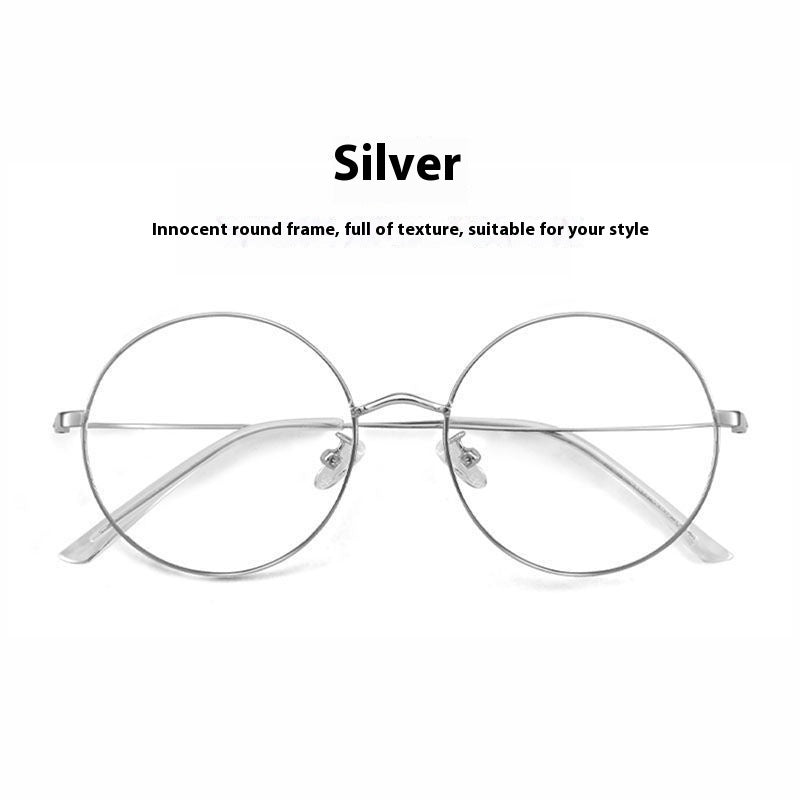 Round Frame Glasses Female Anti-blue Light Eye Protection