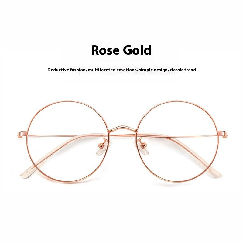 Round Frame Glasses Female Anti-blue Light Eye Protection